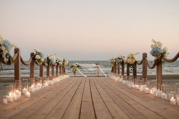 Ocean pier floral candle decor