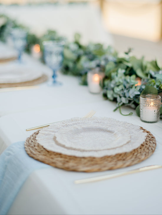 Natural woven placemat table styling
