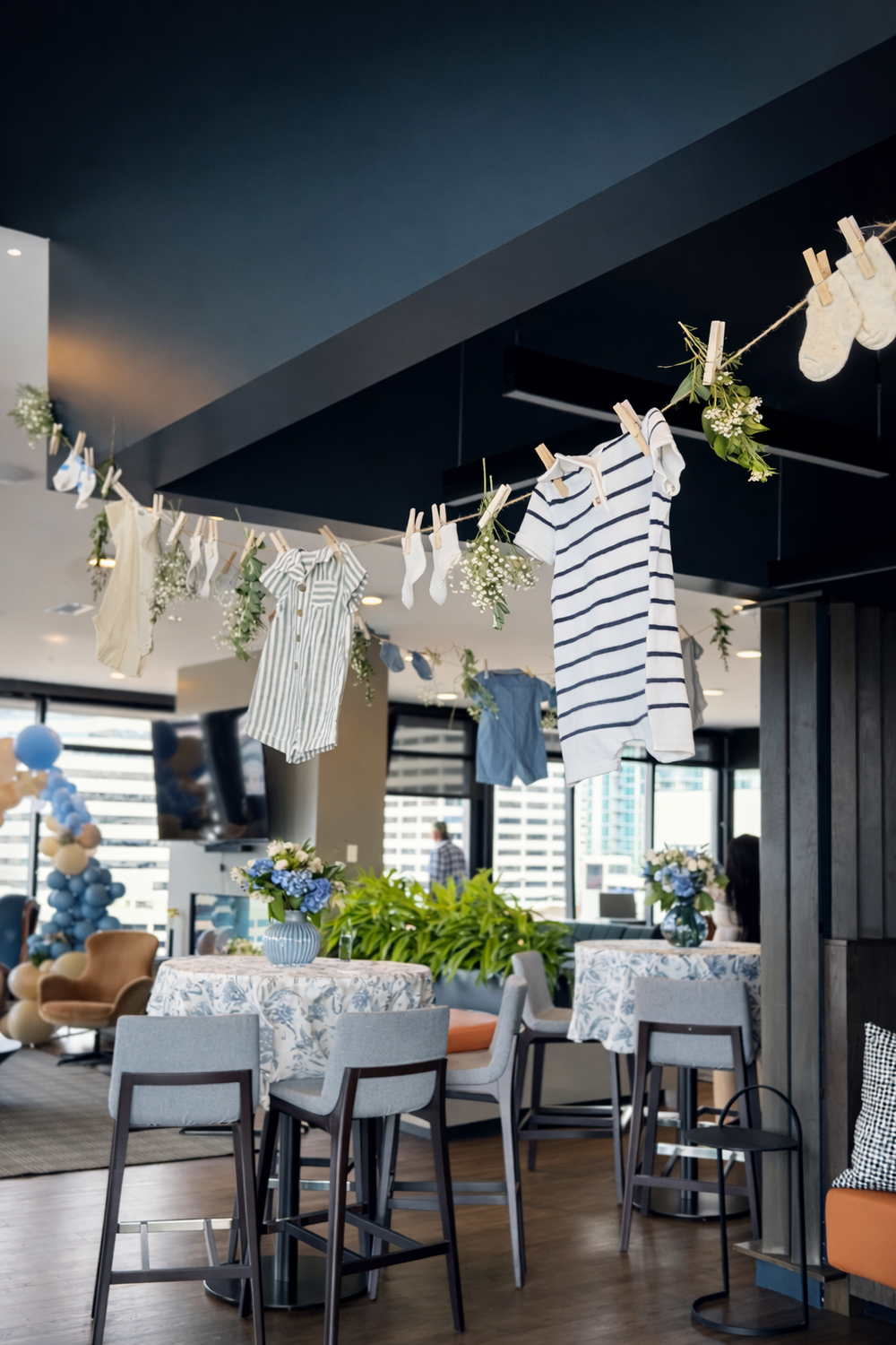 Clothesline themed table setup