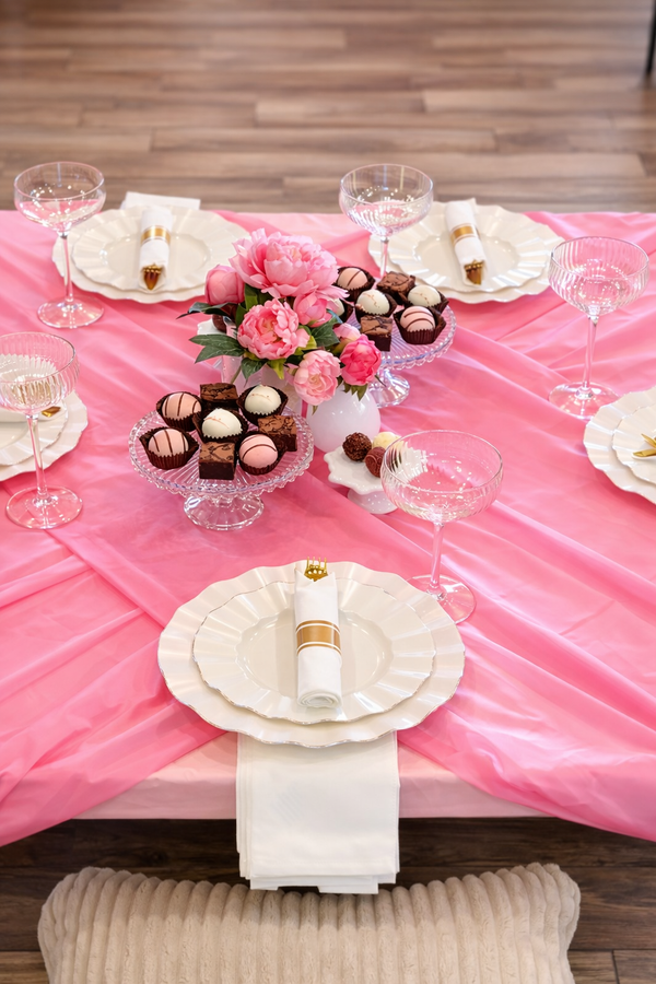Elegant pink dessert table setting