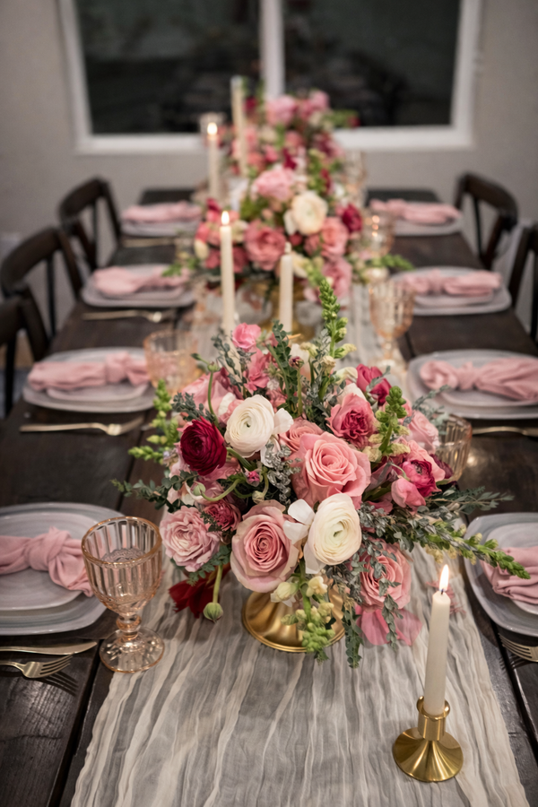 Luxury candle and floral table