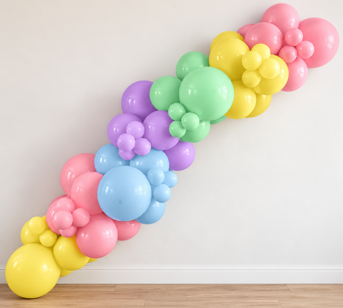 Rachel and Friends balloon garland hung on a wall