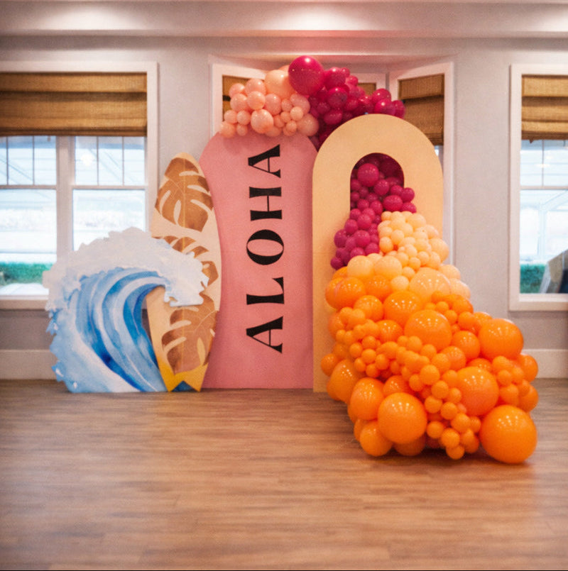 Aloha balloon arch with waves