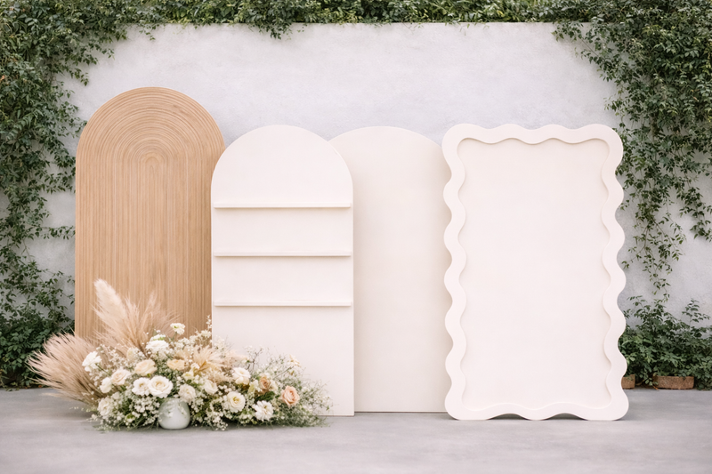 Three decorative frames with greenery