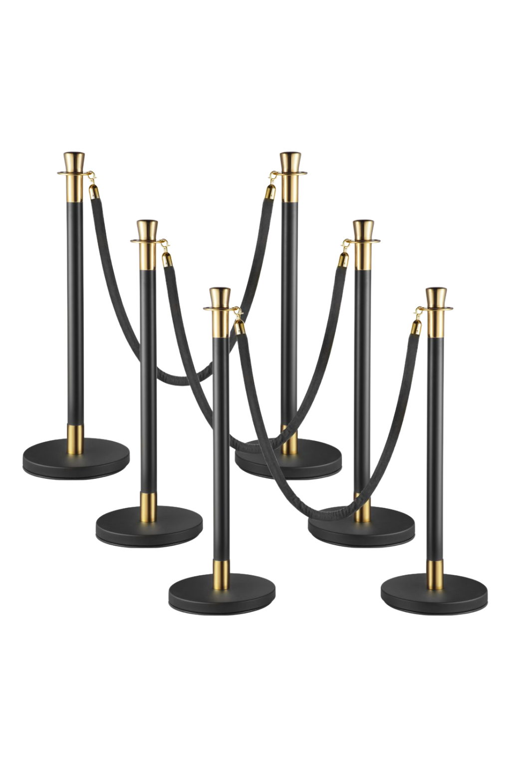 6 Piece Black Stanchion Velvet Ropes